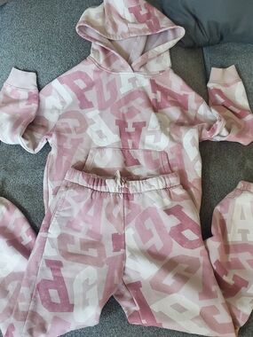Girls Size 10 Kids Gap Pink Letter-Print Hoodie & Joggers Set